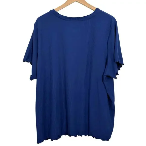 Juicy Couture 2X Velour Pajama Set Blue Rhinestone Top Black Logo Pants Y2K - Picture 4 of 7